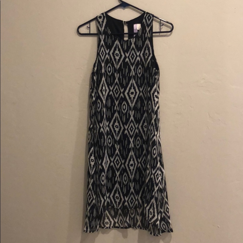Black and white print high/low dress